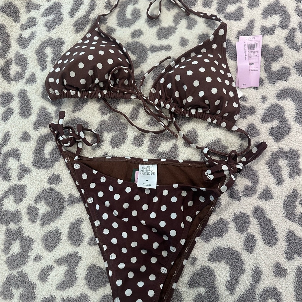 Wild Fable Brown Polka Dot Bikini